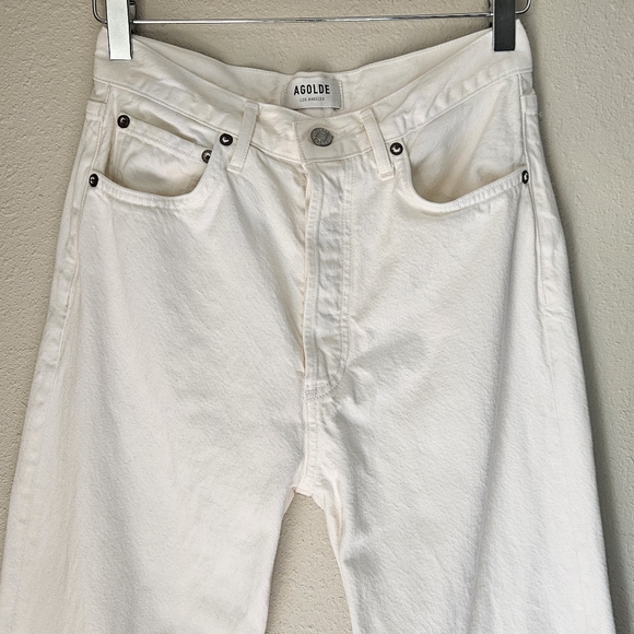 AGOLDE White 90's Denim Pants Ivory Size 27 Minimalist Quiet Luxery Relaxed Fit - Picture 12 of 14